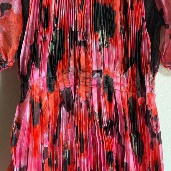 Bibhu Mohapatra Collective Pleated Floral Chiffon Hi-lo Hem Elegant Dress 2 - Picture 7 of 16